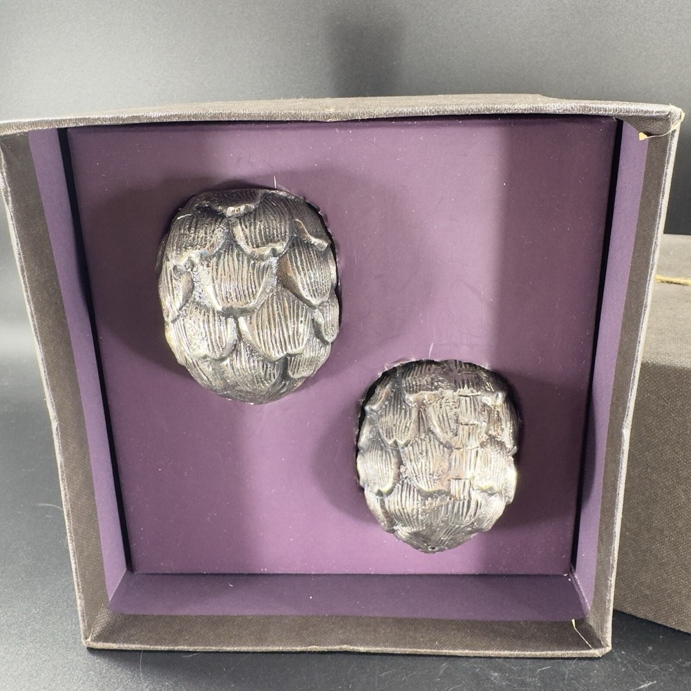 Vagabond House Farmer Market Pewter Artichoke Salt and Pepper Shakers Set NIB